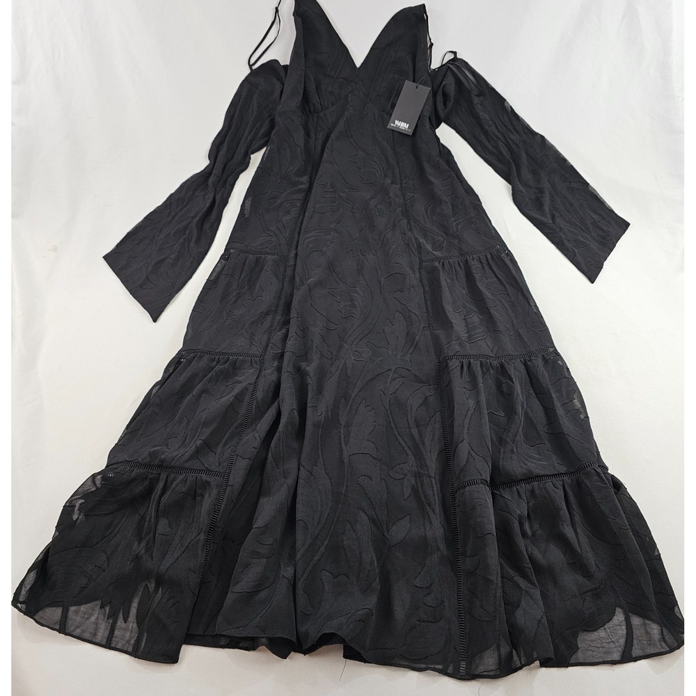 White House Black Market WHBM Black Chiffon Burnout Maxi Dress 10 570392010